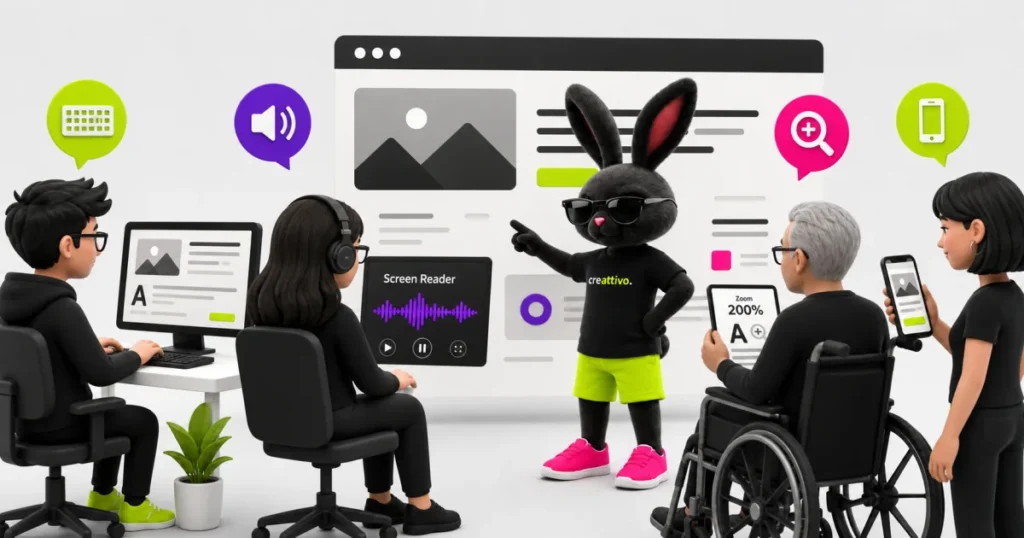 Il coniglio Creattivo illustra accessibilità dei siti web: guida pratica alle wcag 2.2